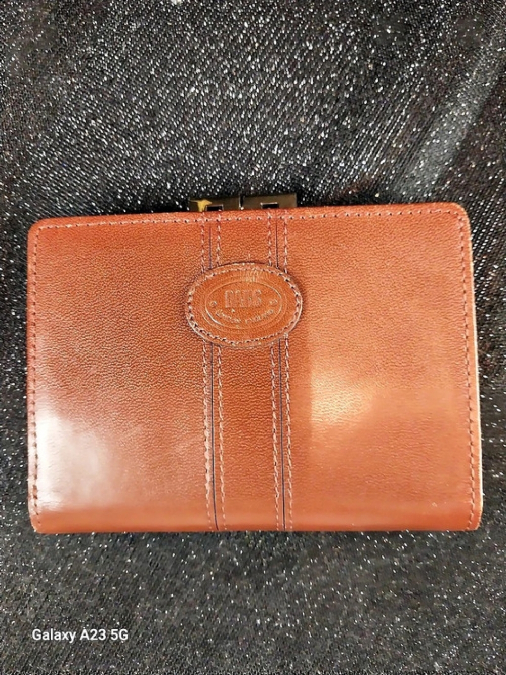 Vintage Daks London Brown Leather Kiss Lock Flap Wallet-House Check